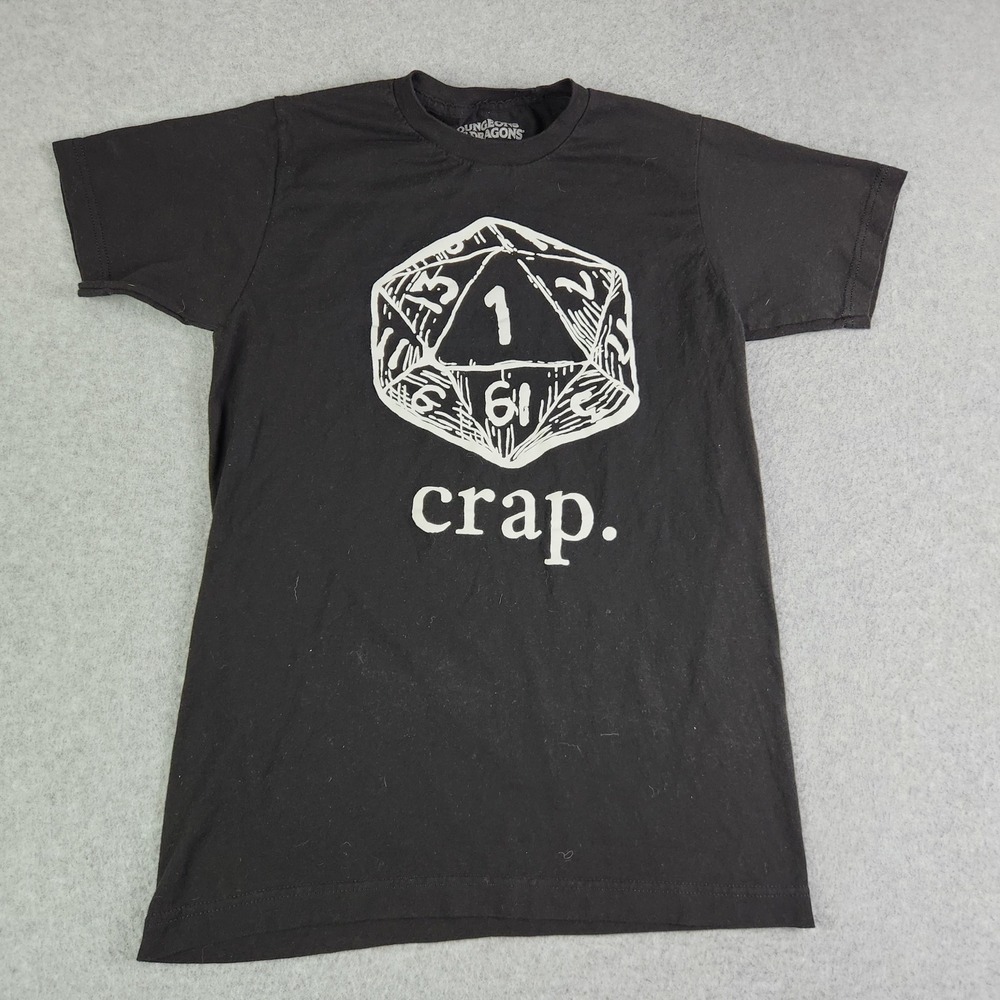 Dungeons & Dragons T-Shirt‎ Mens Small Black Crap D20 Dice Graphic Tee RPG Gamer